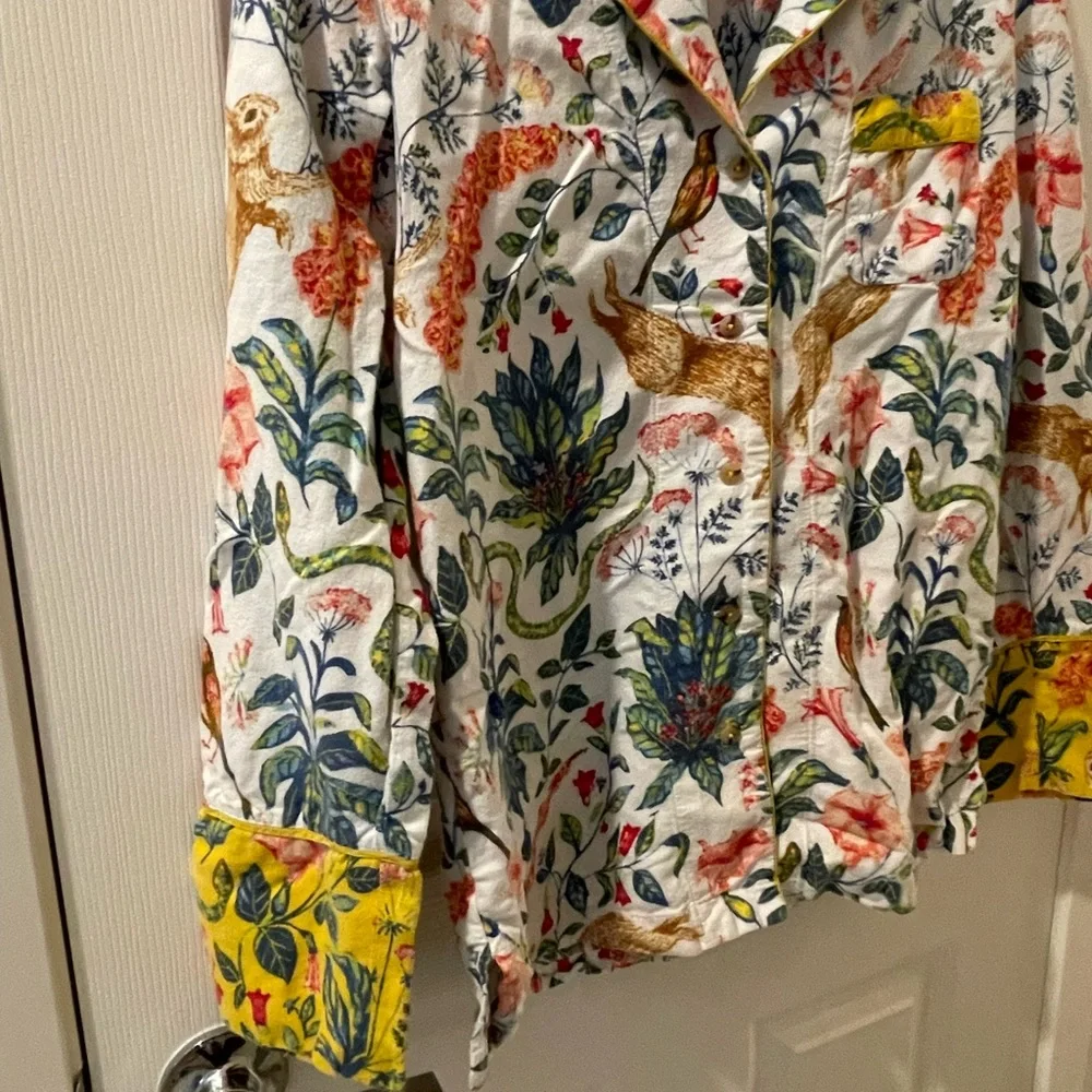 Anthropology X Small flannel Perfect Condition,Animal Print pajamas - Picture 3 of 8